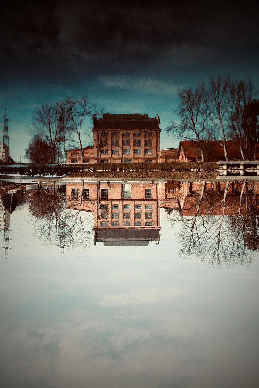 factory, architecture, graz, soap factory, reflection, mur, flow